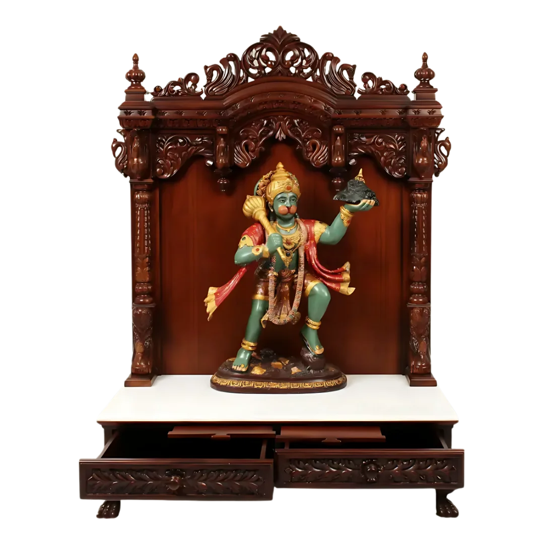 Vimala Teak Wood Mandir (Brown) front angle
