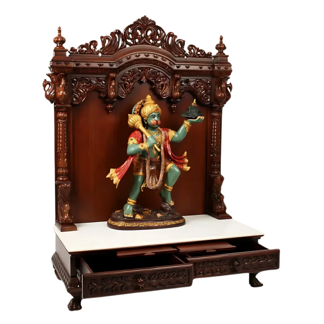 Vimala Teak Wood Mandir (Brown) side angle
