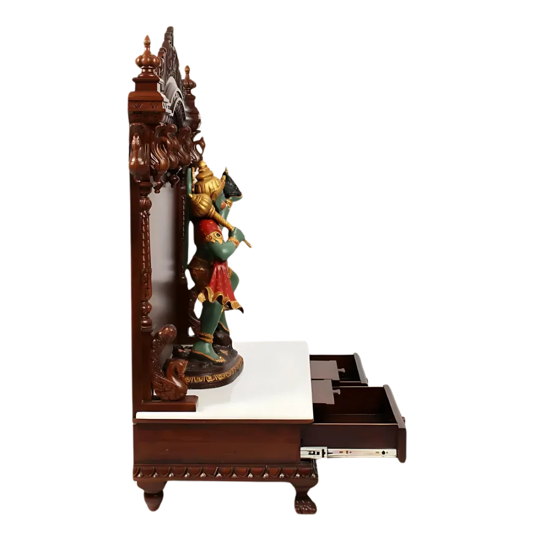 Vimala Teak Wood Mandir (Brown) side view