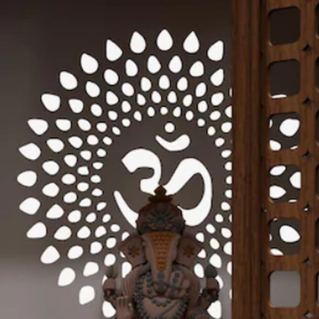 Vishesh Teak Wood Mandir (Brown) close view