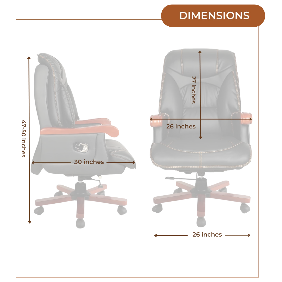 Voila Big and Tall Recliner Office Executive Chair (Black) Dimensions