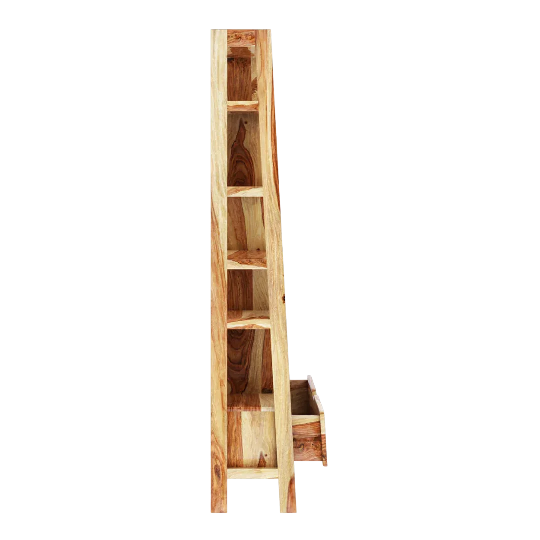 Volumo Wood Book Shelf (Teak) side view