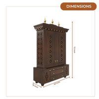 Vrittika Teak Wood Pooja Mandap with Door (Wenge) Dimensions