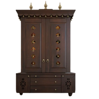 Vrittika Teak Wood Pooja Mandap with Door (Wenge) Front View