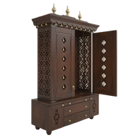 Vrittika Teak Wood Pooja Mandap with Door (Wenge) side view