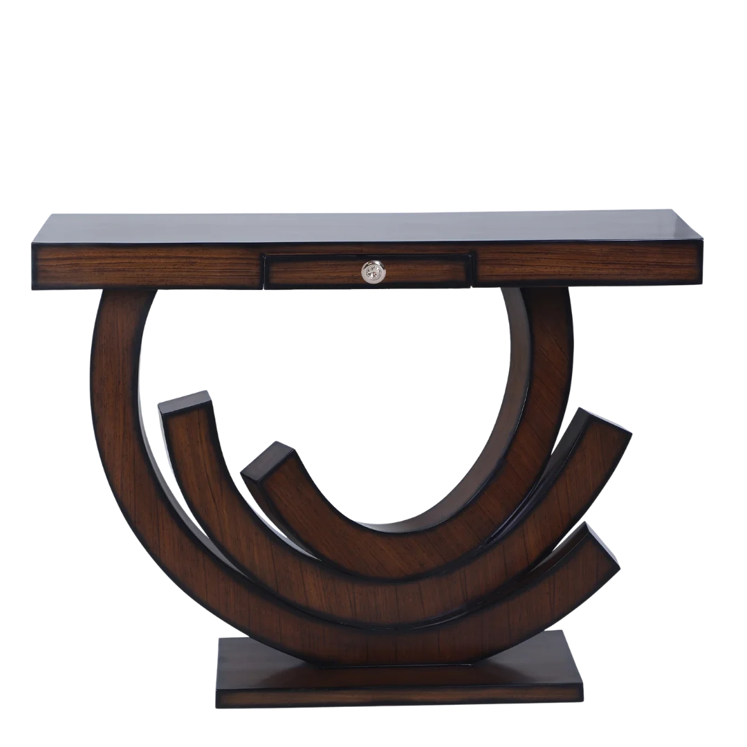 Warc Solid Wood Console Table with Drawer (Mahogany) front view