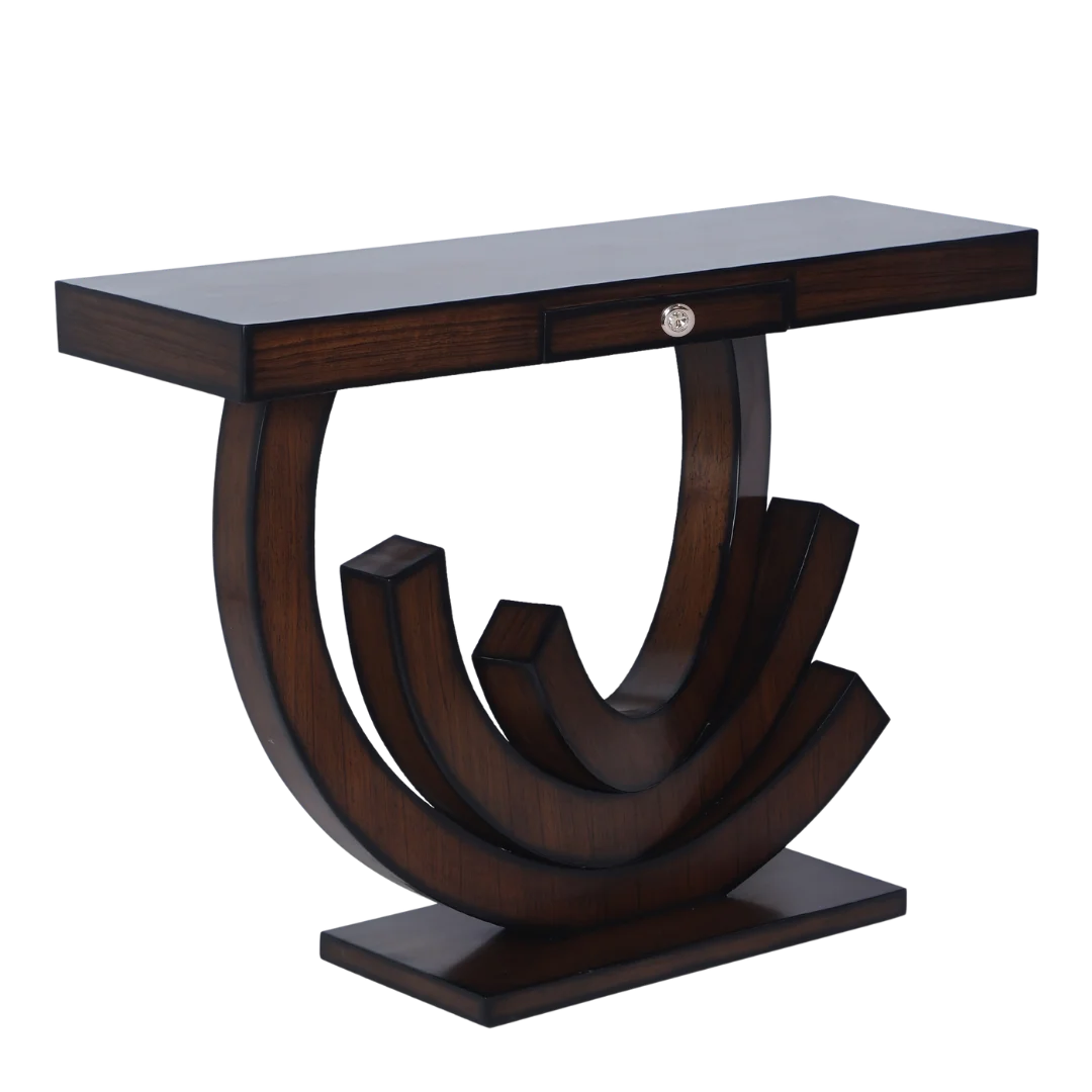 Warc Solid Wood Console Table with Drawer (Mahogany) side angle