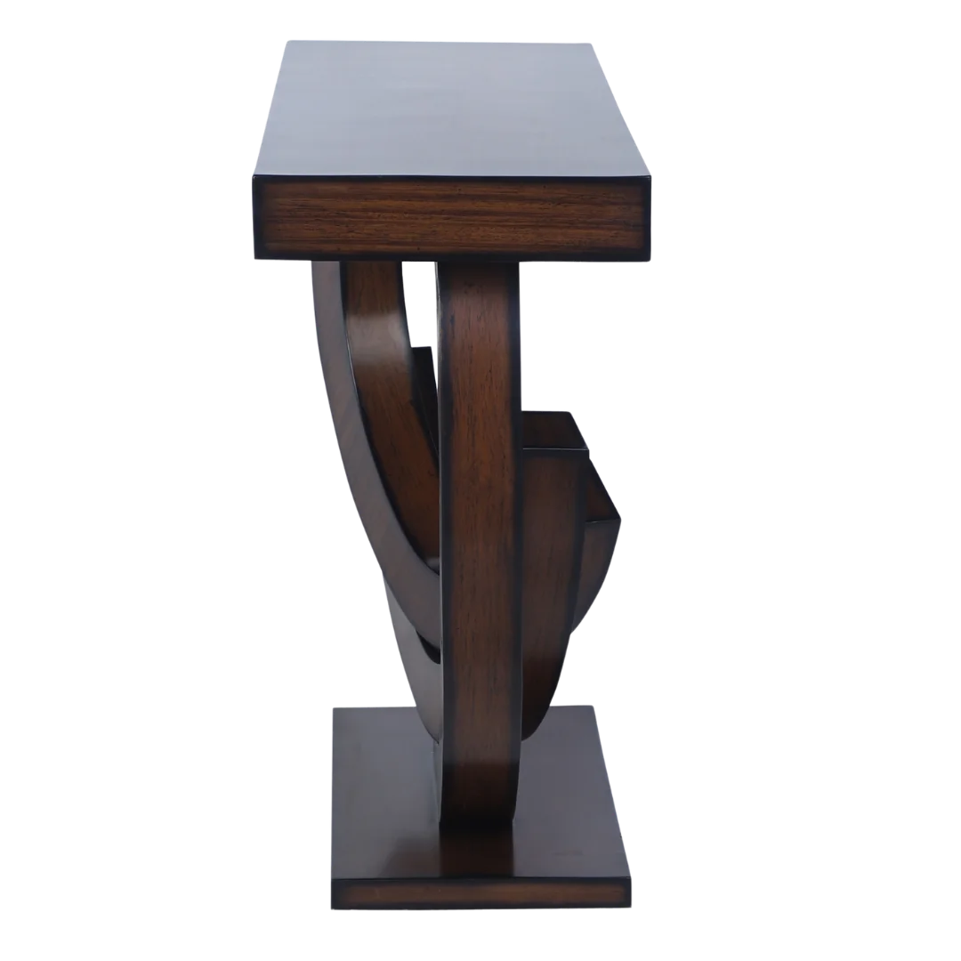 Warc Solid Wood Console Table with Drawer (Mahogany) side view