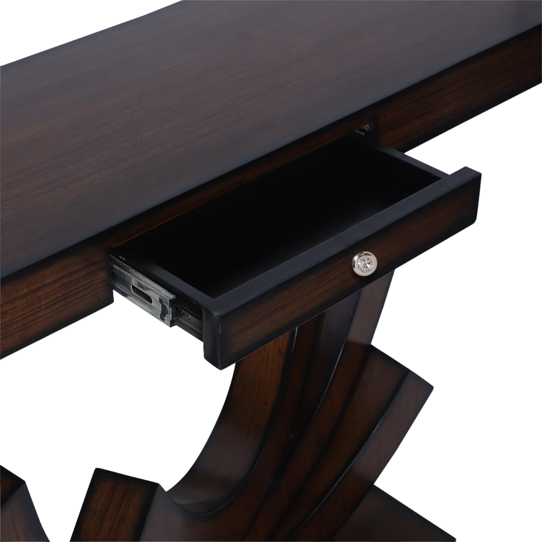 Warc Solid Wood Console Table with Drawer (Mahogany) zoom view