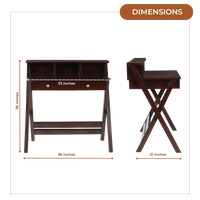 Dimensions of Wisdom Solid Wood Writing Table (Brown)