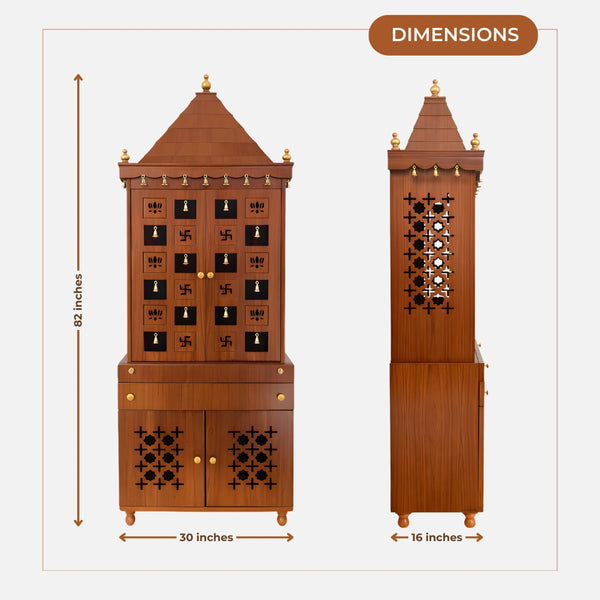 Yash Teak Wood Mandap (White) dimensions view