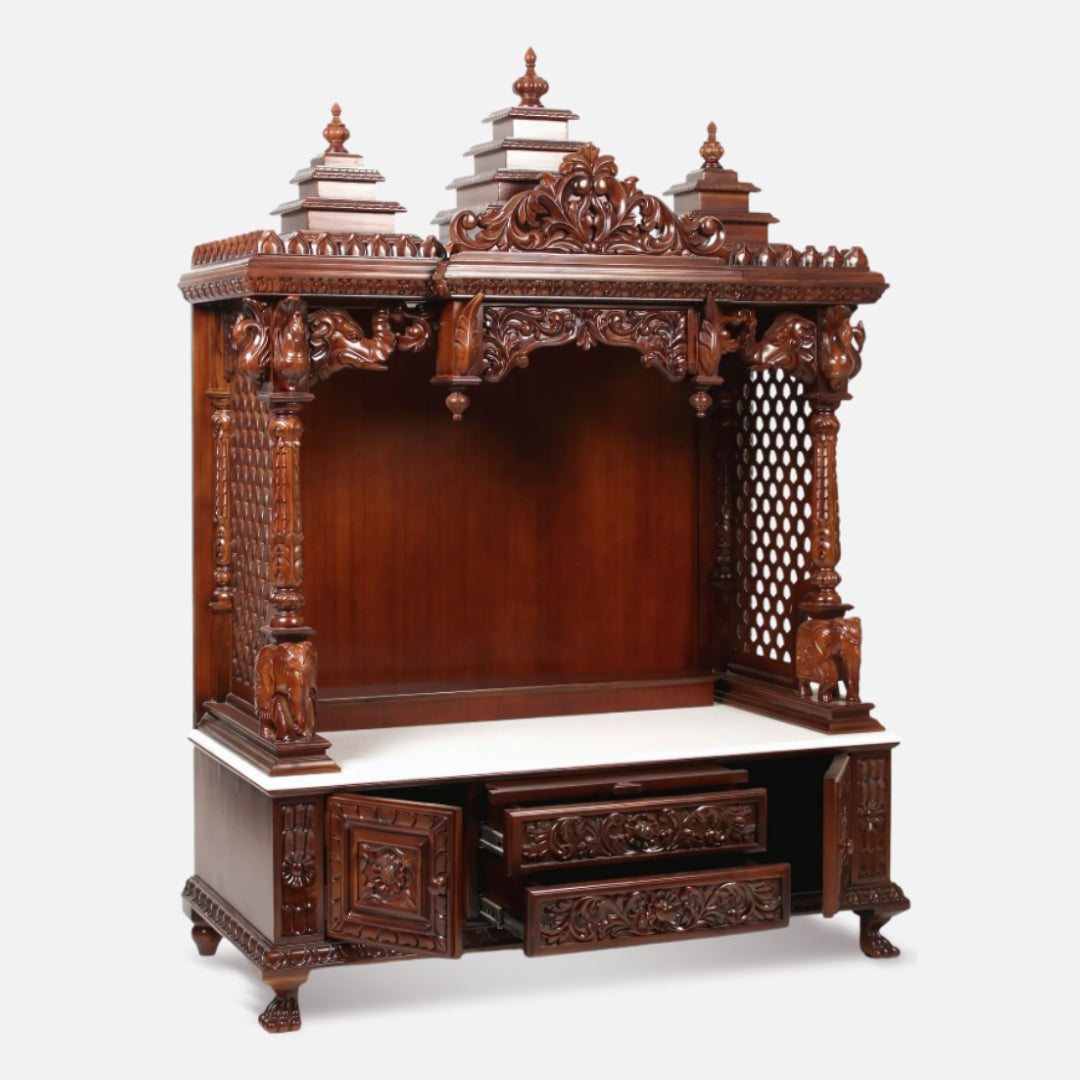 Yashasvi Teak Wood Mandap (Brown) side angle