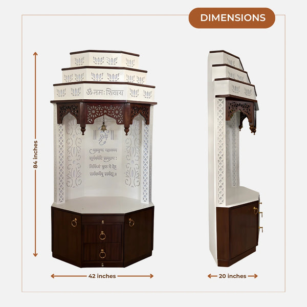 Yatharth Teak Wood Mandap (White) dimensions