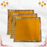 Yellow Floral Pooja Aasan with Red Swastik Border – 15x15 inch