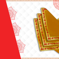 Yellow Pooja Aasan with Red Swastik Border – 11.5x17.5 Inch close view