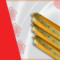 Yellow Velvet Pooja Aasan with Floral Design and Golden Border – 12.5x22 Inch border zoom view