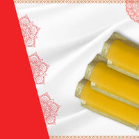 Yellow Velvet Pooja Aasan with Silver Floral Border – 14x28 Inch border view