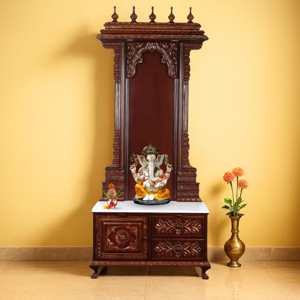 Yogika Teak Wood Mandap (Brown) lifestyle view