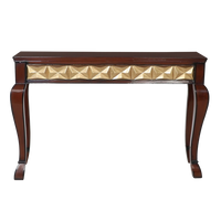 Ziri Solid Wood Console Table in Brown Gold color front view