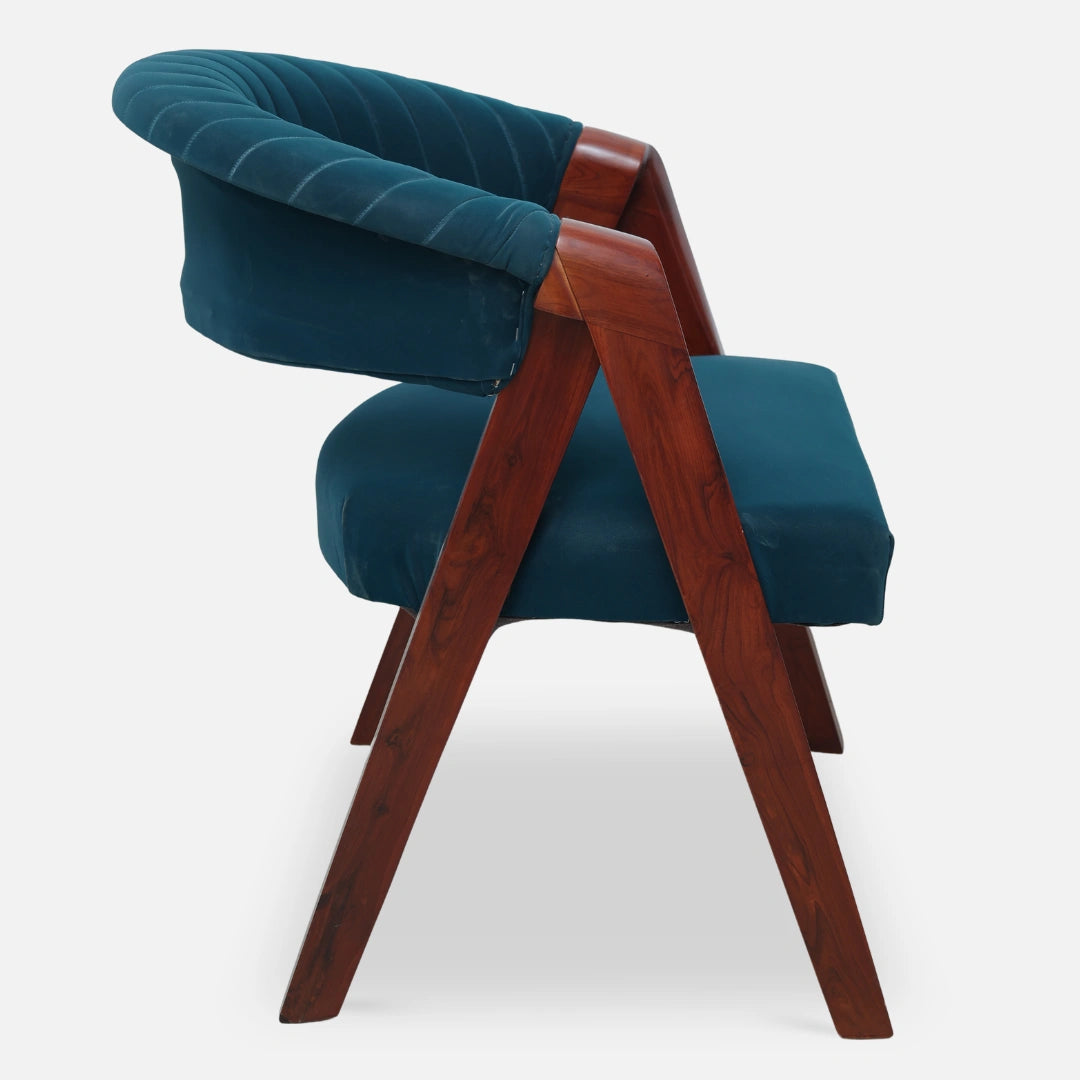 Ziva Teak Wood Arm Chair (Brown) side view