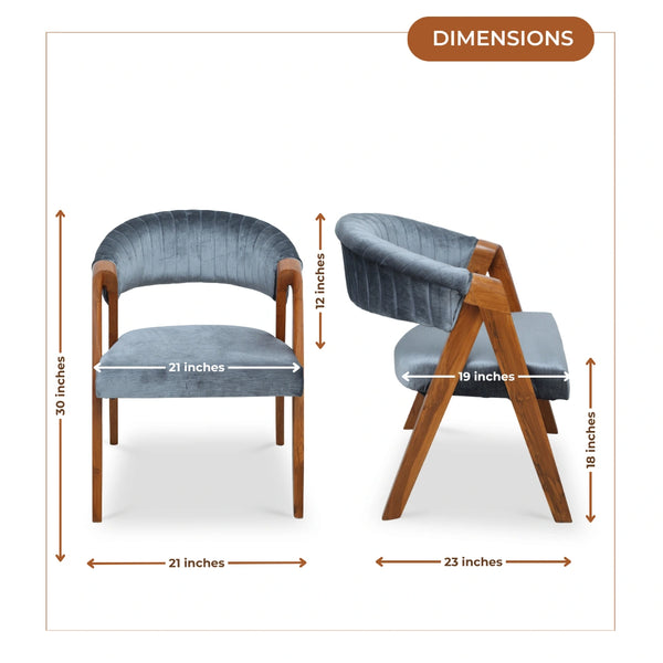 Ziva Teak Wood Arm Chairs (Teak) dimensions image