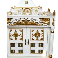 Zoom View of Prabhava Floor Rested Pooja Mandir with Door (White Gold)