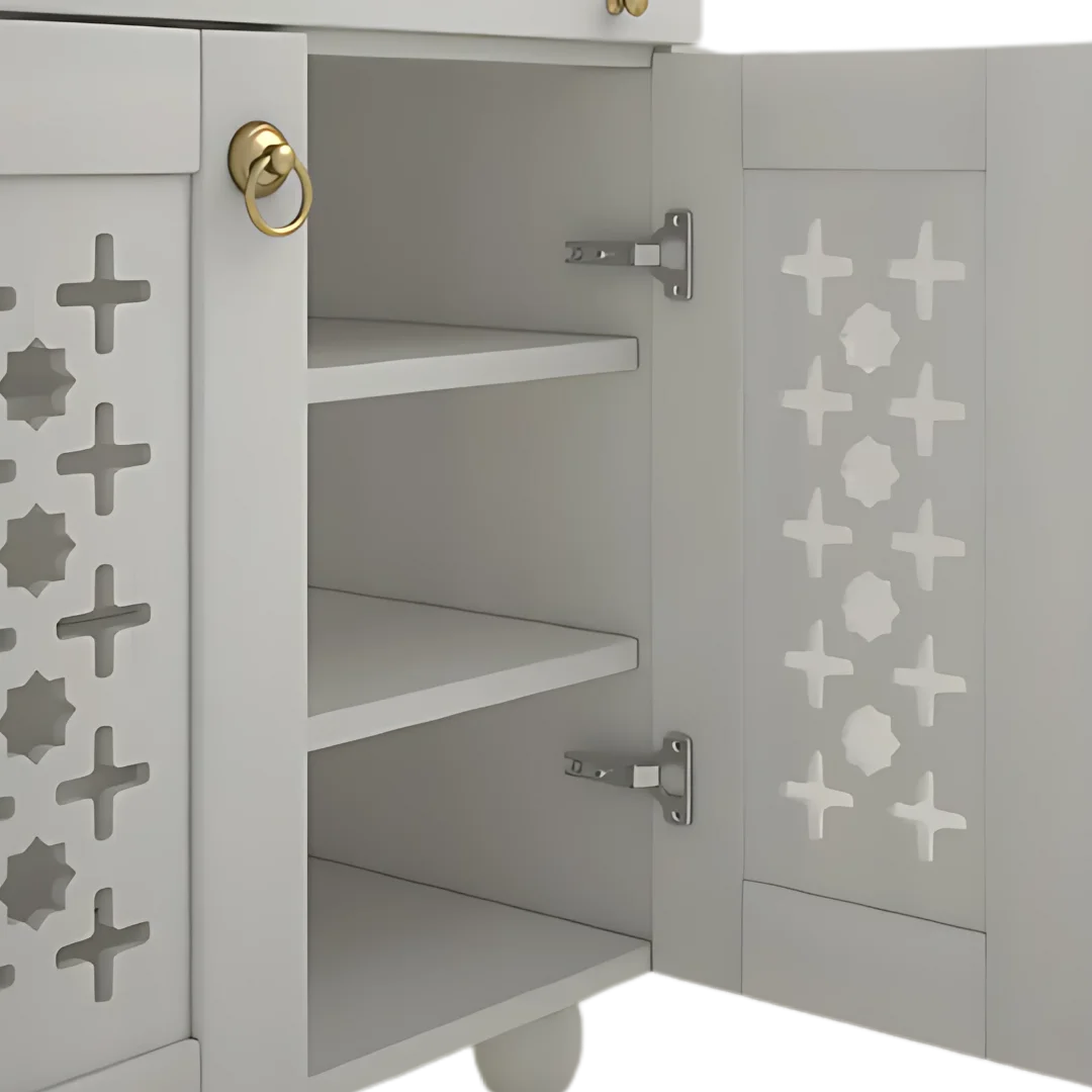 Zoom View of Rudralaya Teak Wood Pooja Mandap without Door (White)