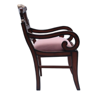 Zorano Teak Wood Arm Chairs (Brown Pink) side view