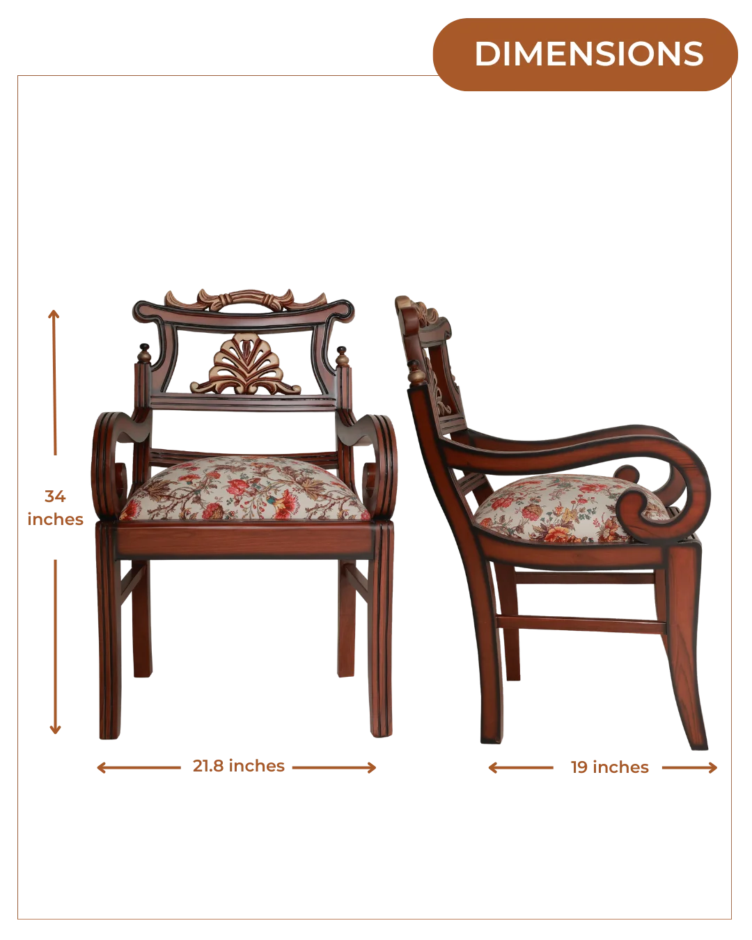 Zorano Teak Wood Arm Chair in Brown Beige Dimensions