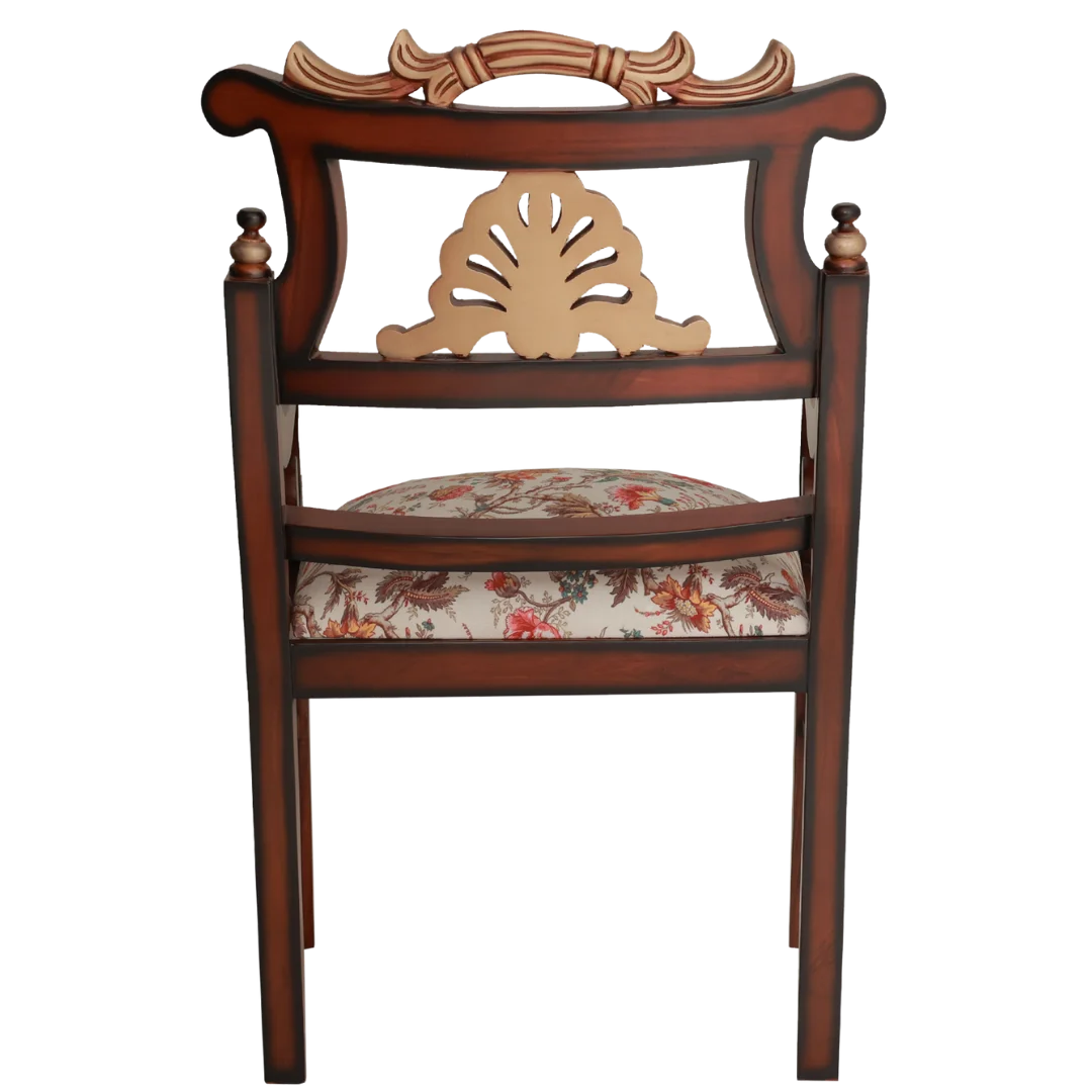Zorano Teak Wood Arm Chairs Back View(Brown Beige)