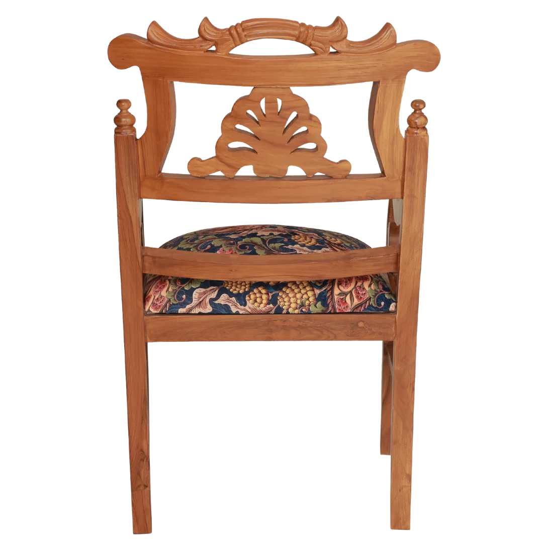 Zorano Teak Wood Arm Chairs Back View(Teak Blue)