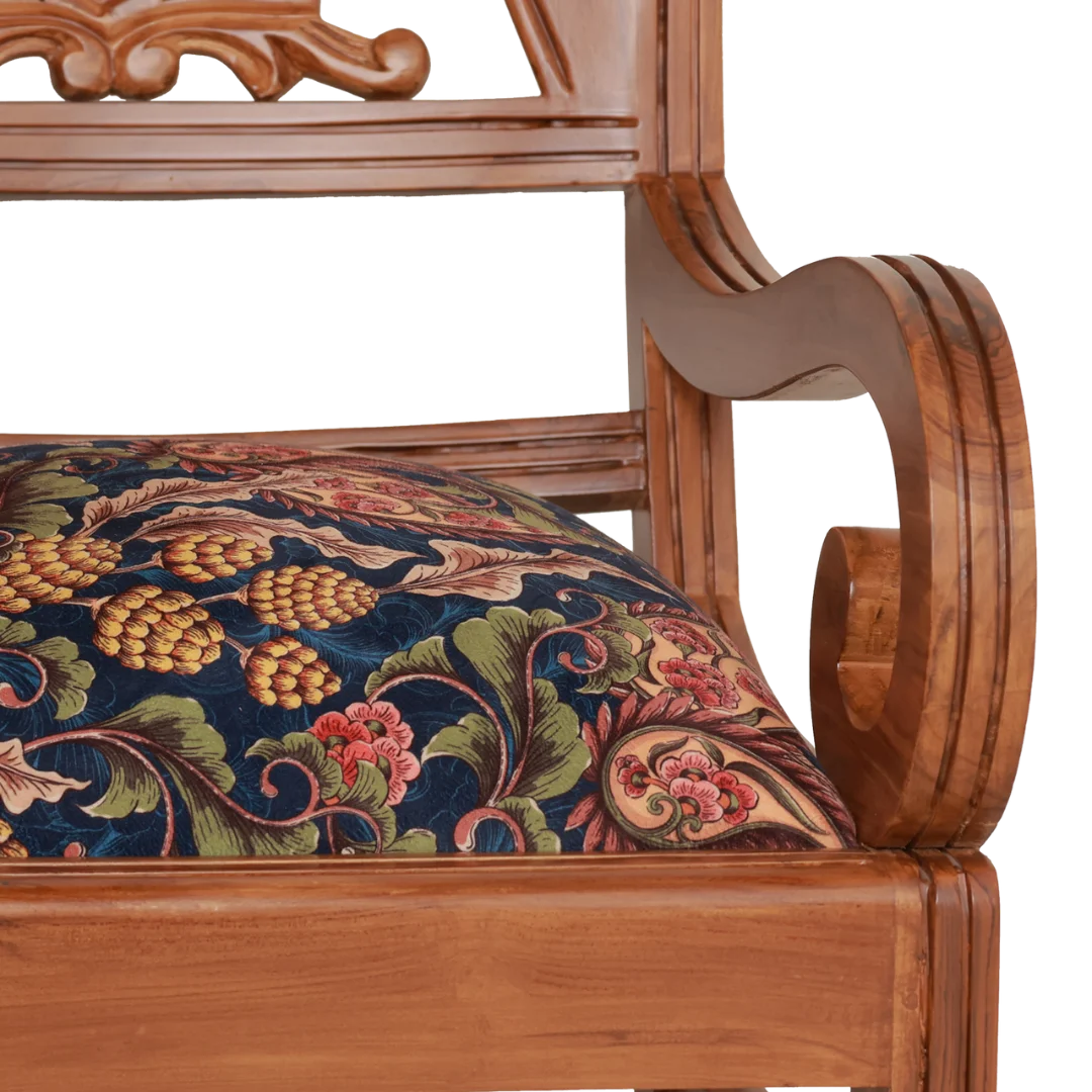 Zorano Teak Wood Arm Chairs Zoom View(Teak Blue)