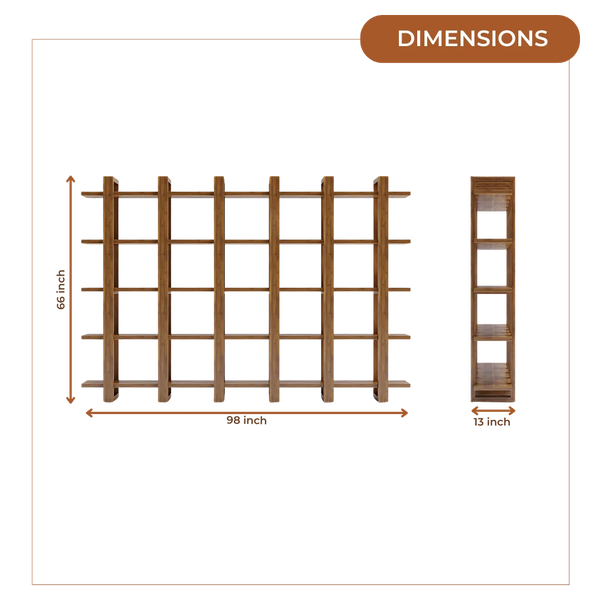 alcove Wood Book Shelf (Teak) dimensions