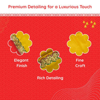Yellow Satin Pooja Aasan with Golden Lace Border – 18x40 Inch