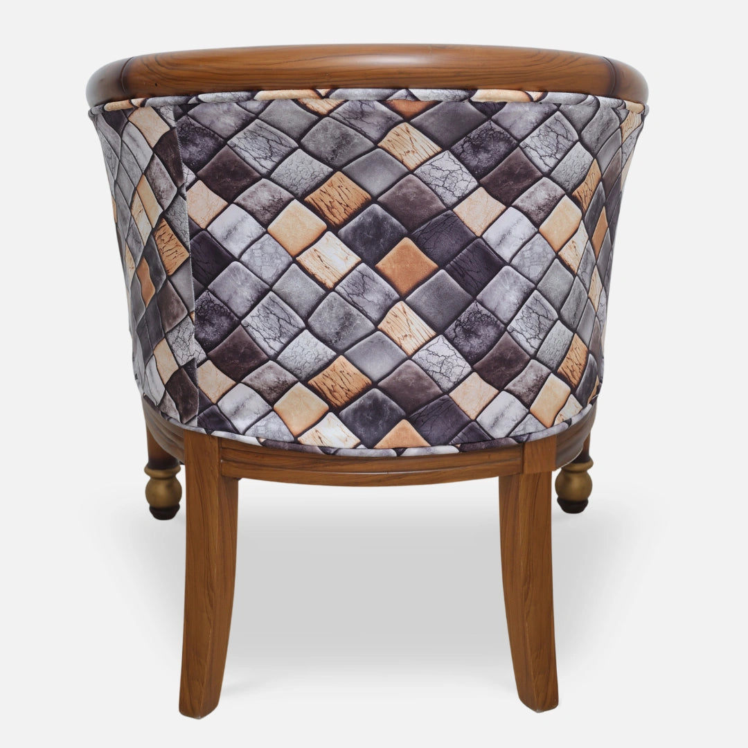 back view Flint Teak Wood Arm Chair (Teak gold)