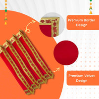 border view of Red Pooja Aasan with Swastik Kalash Border – 12x12.4 Inch
