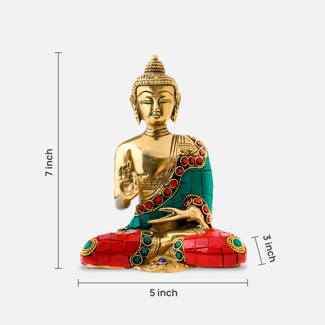Brass Budha Idol in Abhaya Mudra
