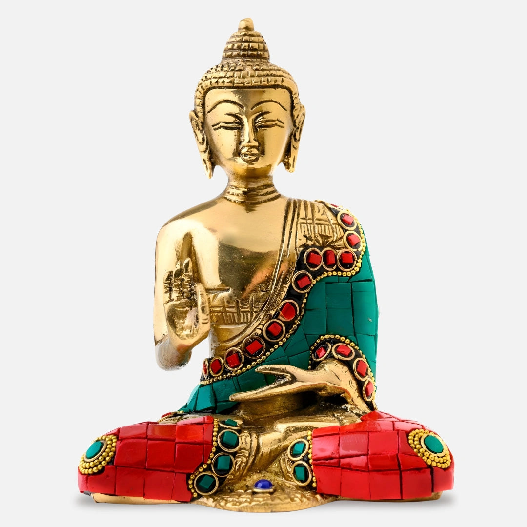 Brass Budha Idol in Abhaya Mudra