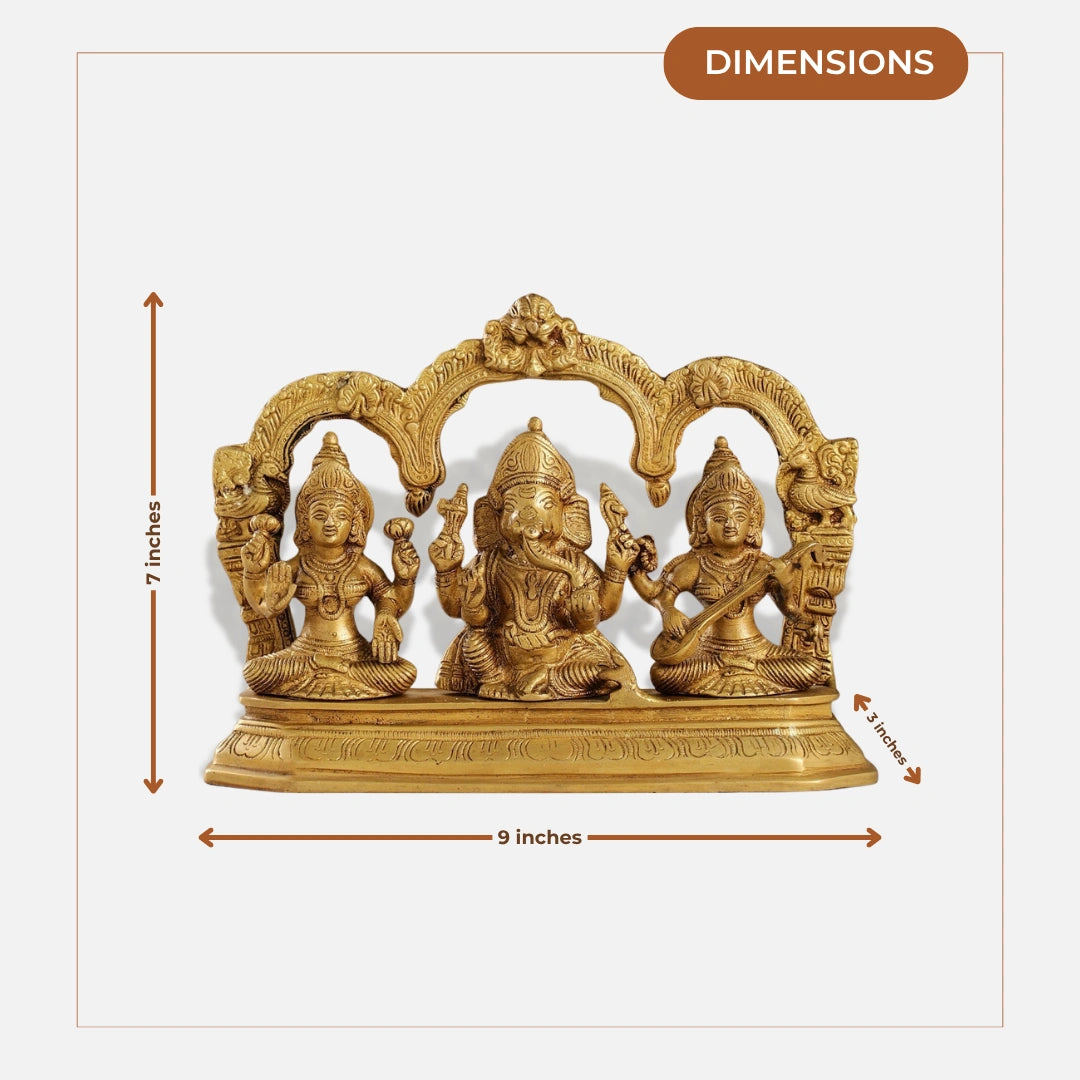 Brass Lakshmi Ganesh Saraswati Brass Idol 8