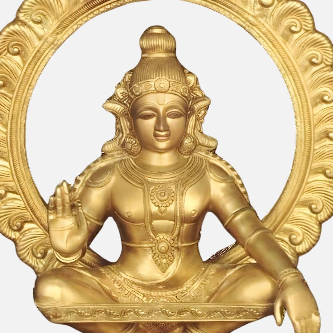 Seated Ayappan Swamy Brass Idol