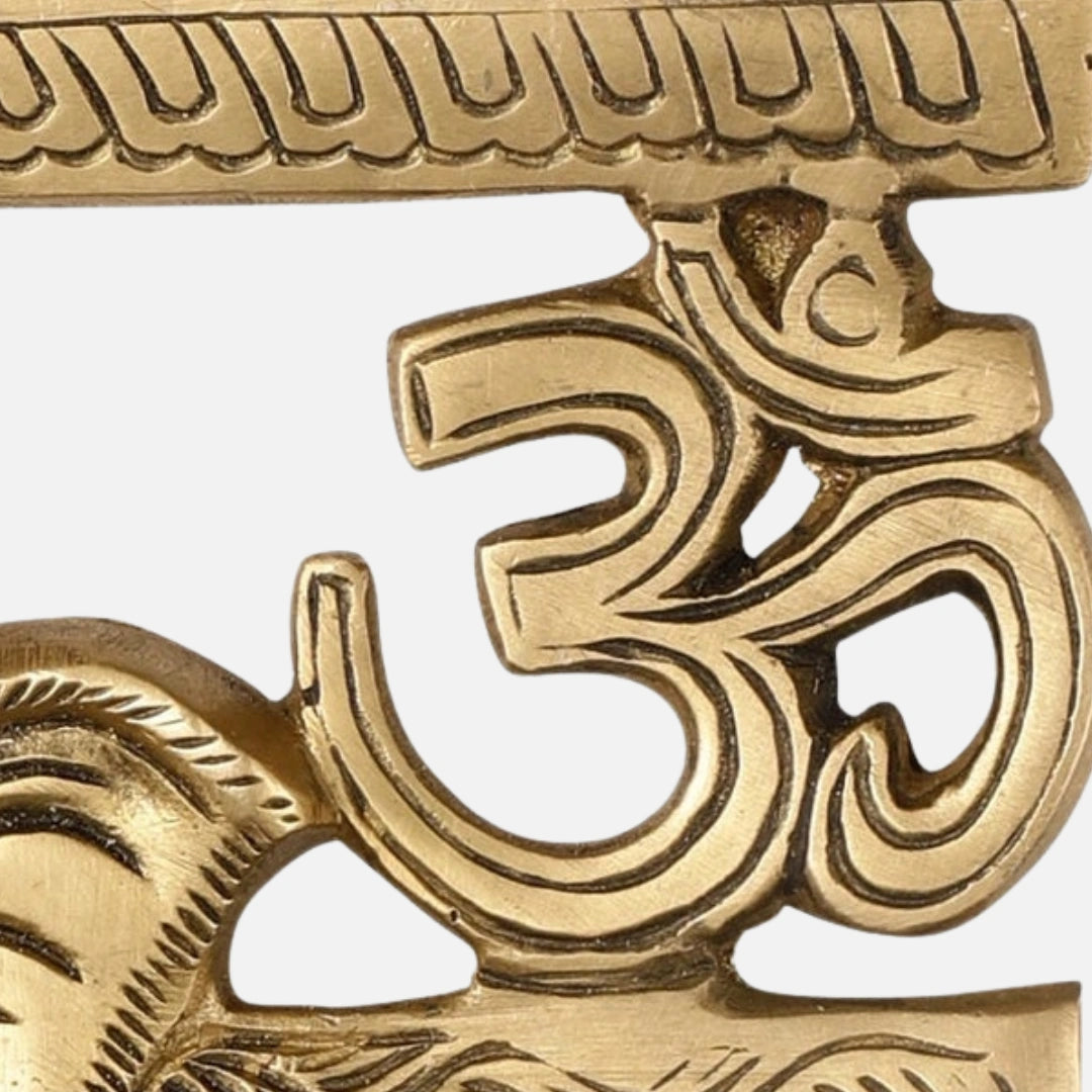 Swastik Ganesha Brass Wall Hanging with Om Symbols