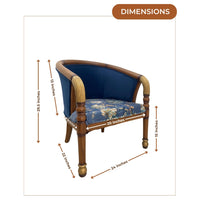 Flint Teak Wood Arm Chairs (Brown Blue)
