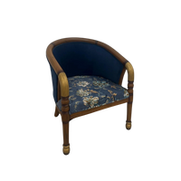 Flint Teak Wood Arm Chairs (Brown Blue)