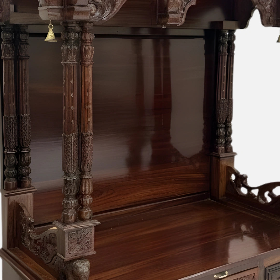 close view Dharmapeeth Teak Wood Mandap (Brown)