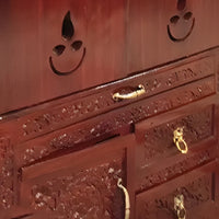 close view of Amruta Teak Wood Mandap (Brown)