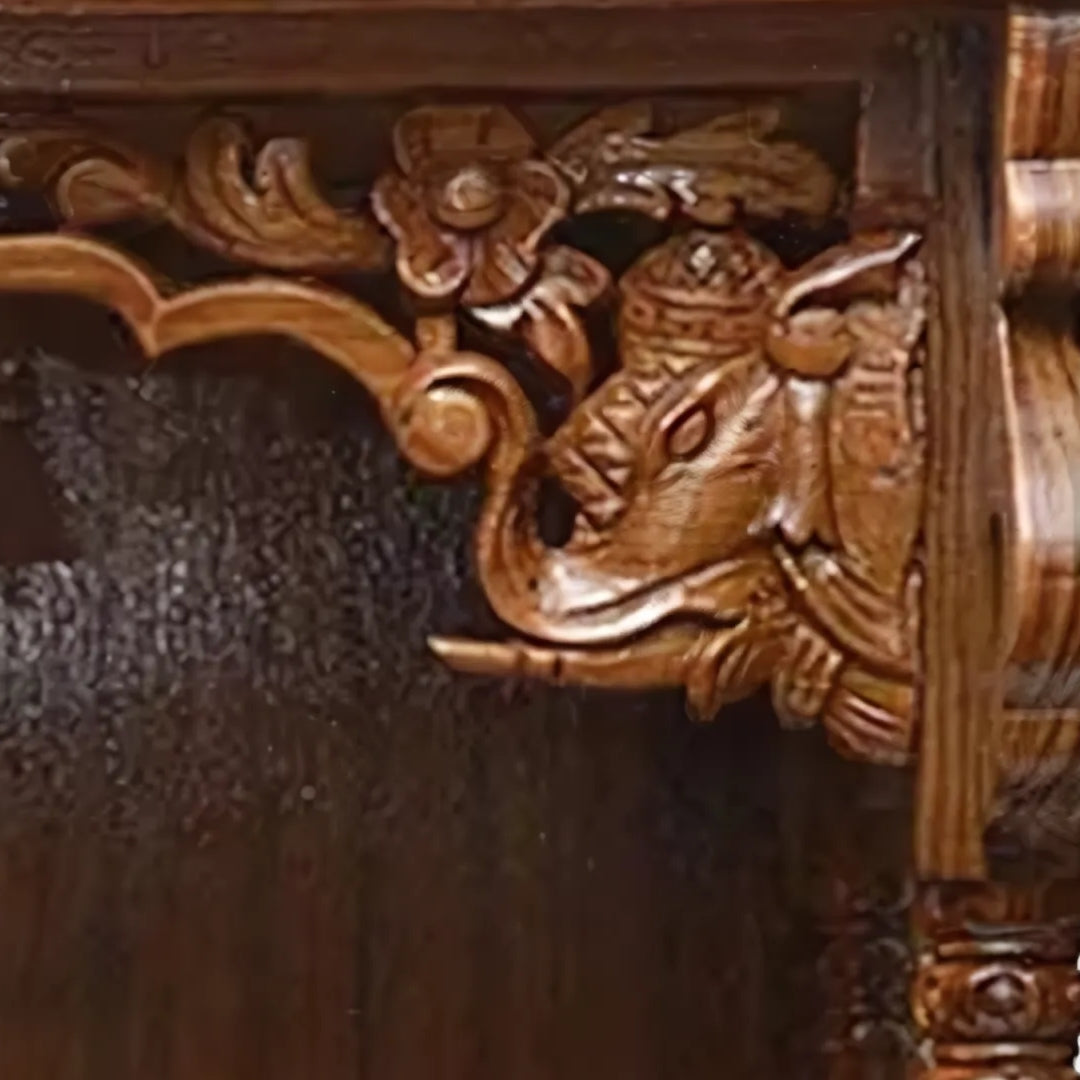 close view of Archika Teak Wood Mandir (Teak)