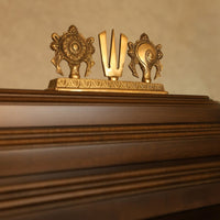 close view of Divyasthal Teak Wood Pooja Mandap with Door (Brown)