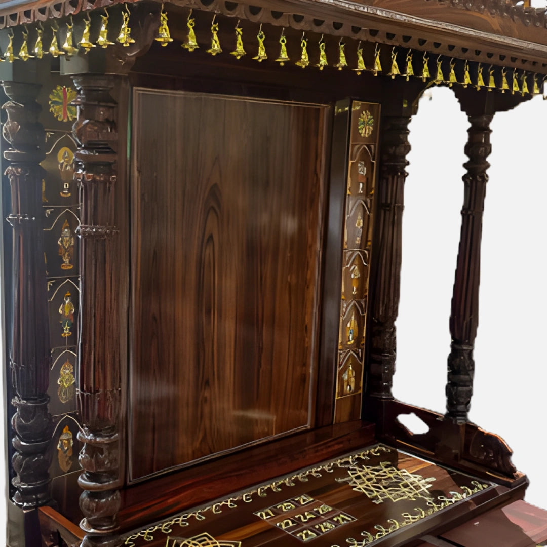 close view of Jagadamba Teak Wood Mandap (Brown)
