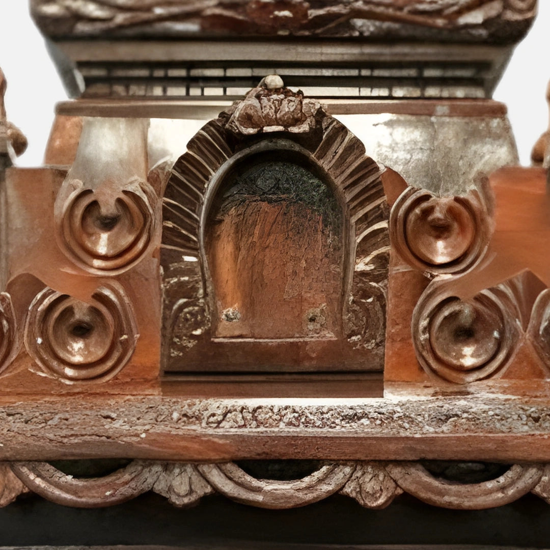 close view of Jagannath Teak Wood Mandir (Brown)