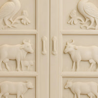 close view of Niketan Teak Wood Mandir (White)